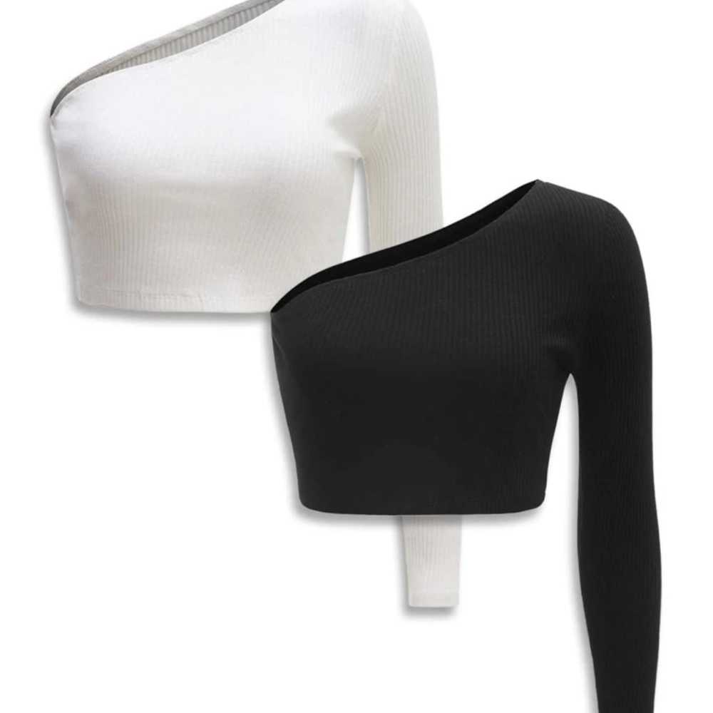 2 crop tops with one sleeve